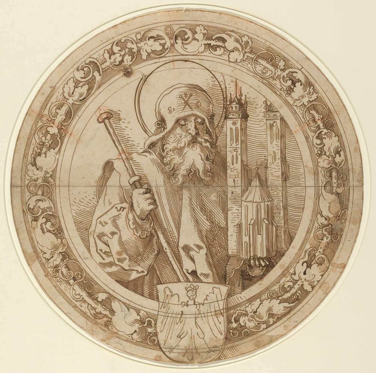 Saint Sebald portant le modèle de son église à Nuremberg - Sebald Beham