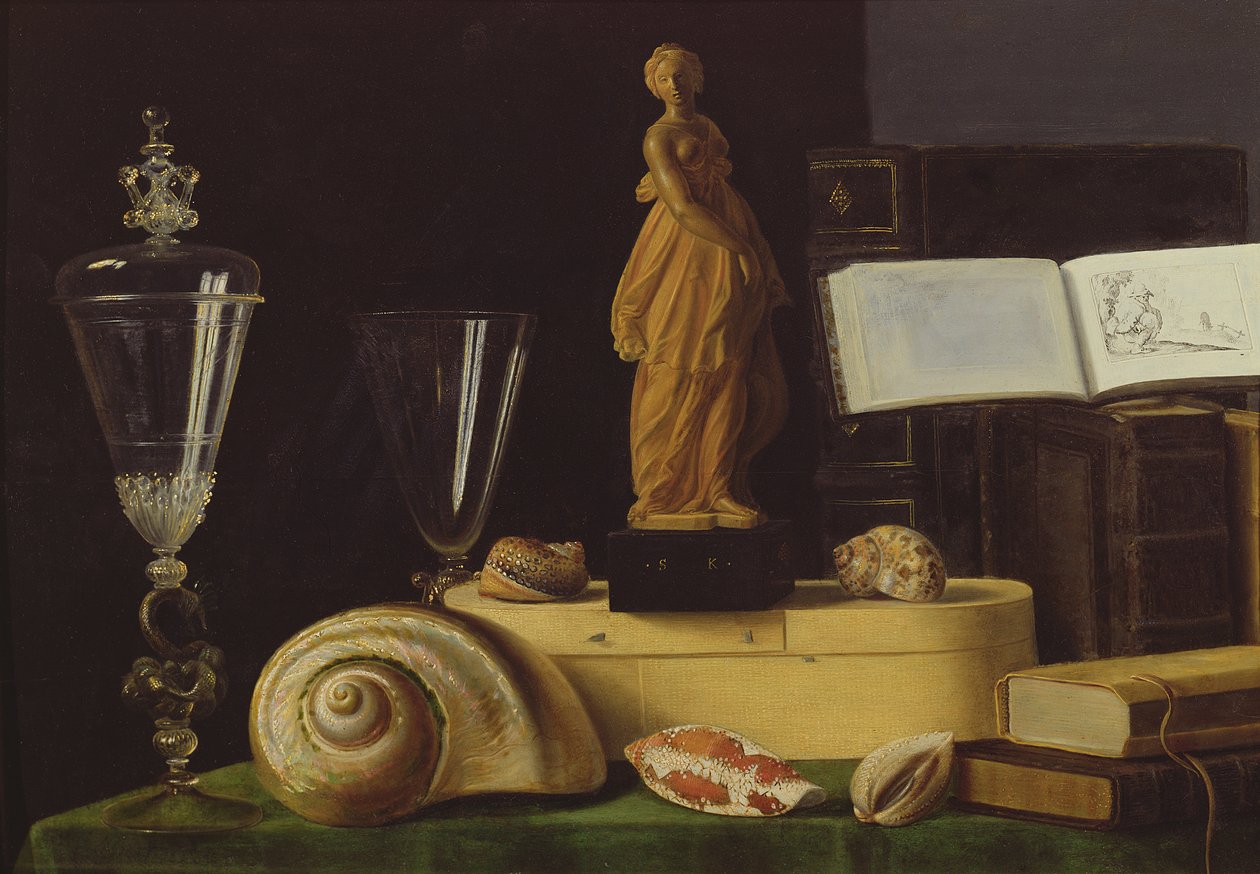 Nature morte avec une statuette et des coquillages, c.1630 - Sebastian Stoskopff