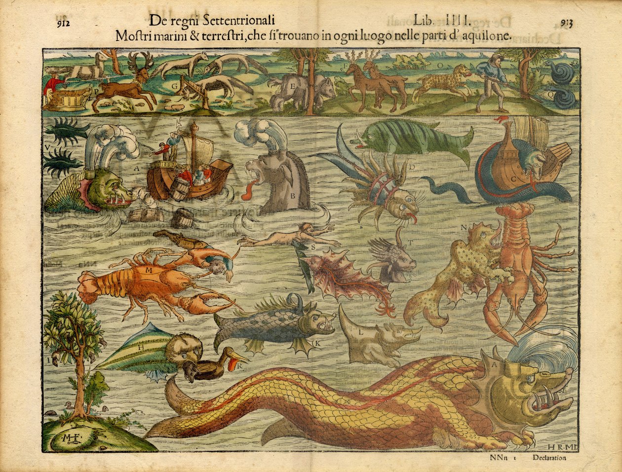 Les monstres de la mer et de la terre... (Monstres de la mer et de la terre...) - Sebastian & Magnus Olaus (1490-1557) Münster