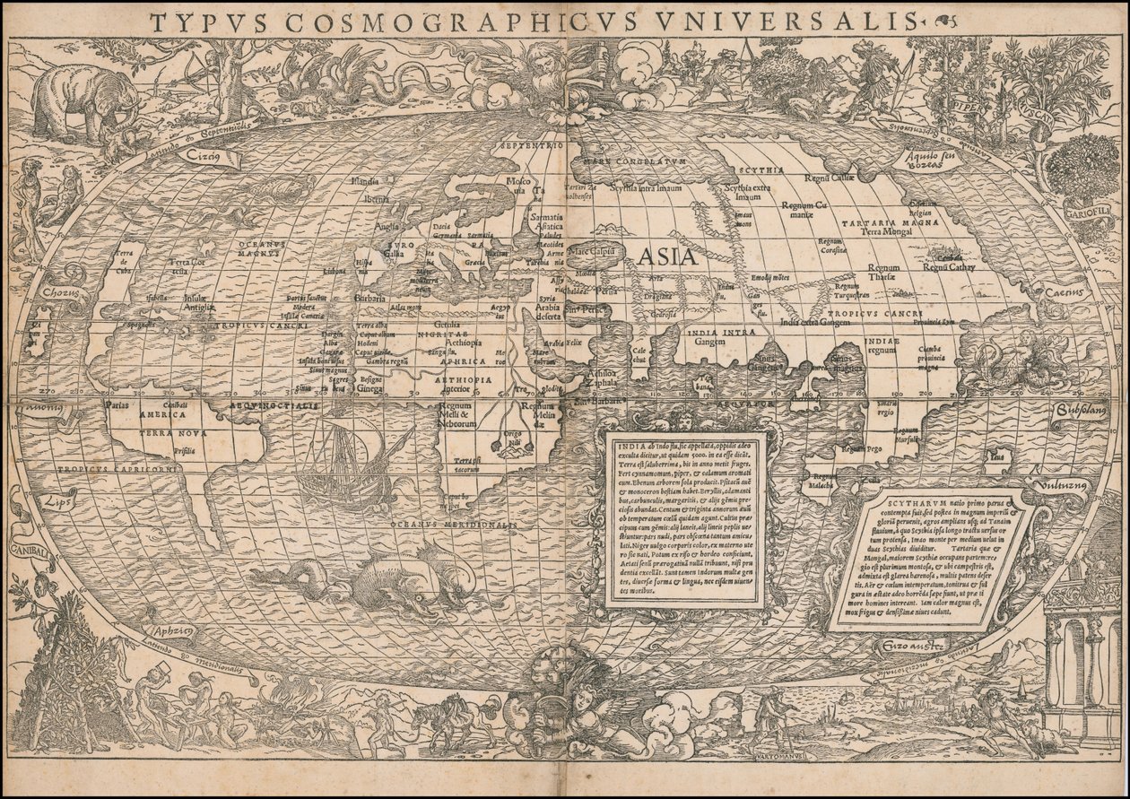 Carte du monde de 1532 par Sebastian Münster - Sebastian Munster