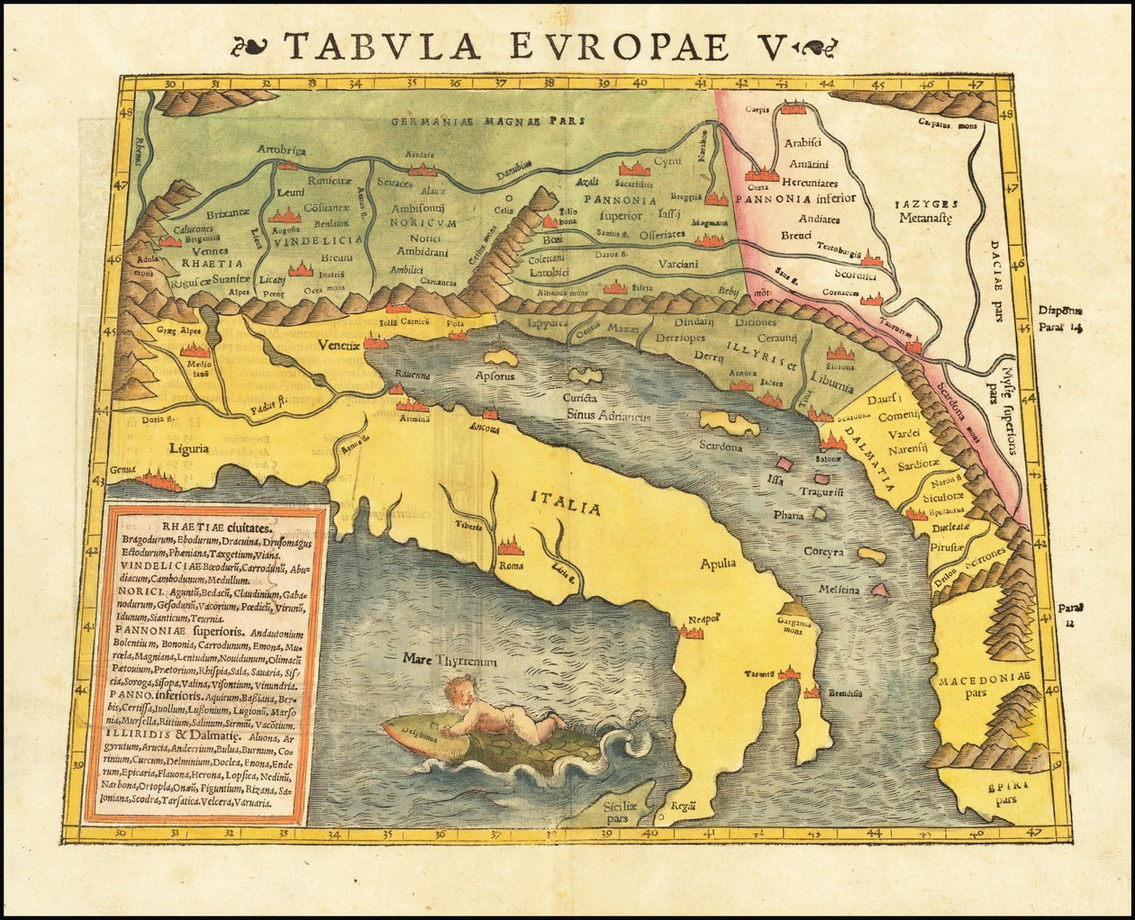 1545 La 5e carte européenne de Ptolémée par Sebastian Munster - Sebastian Munster