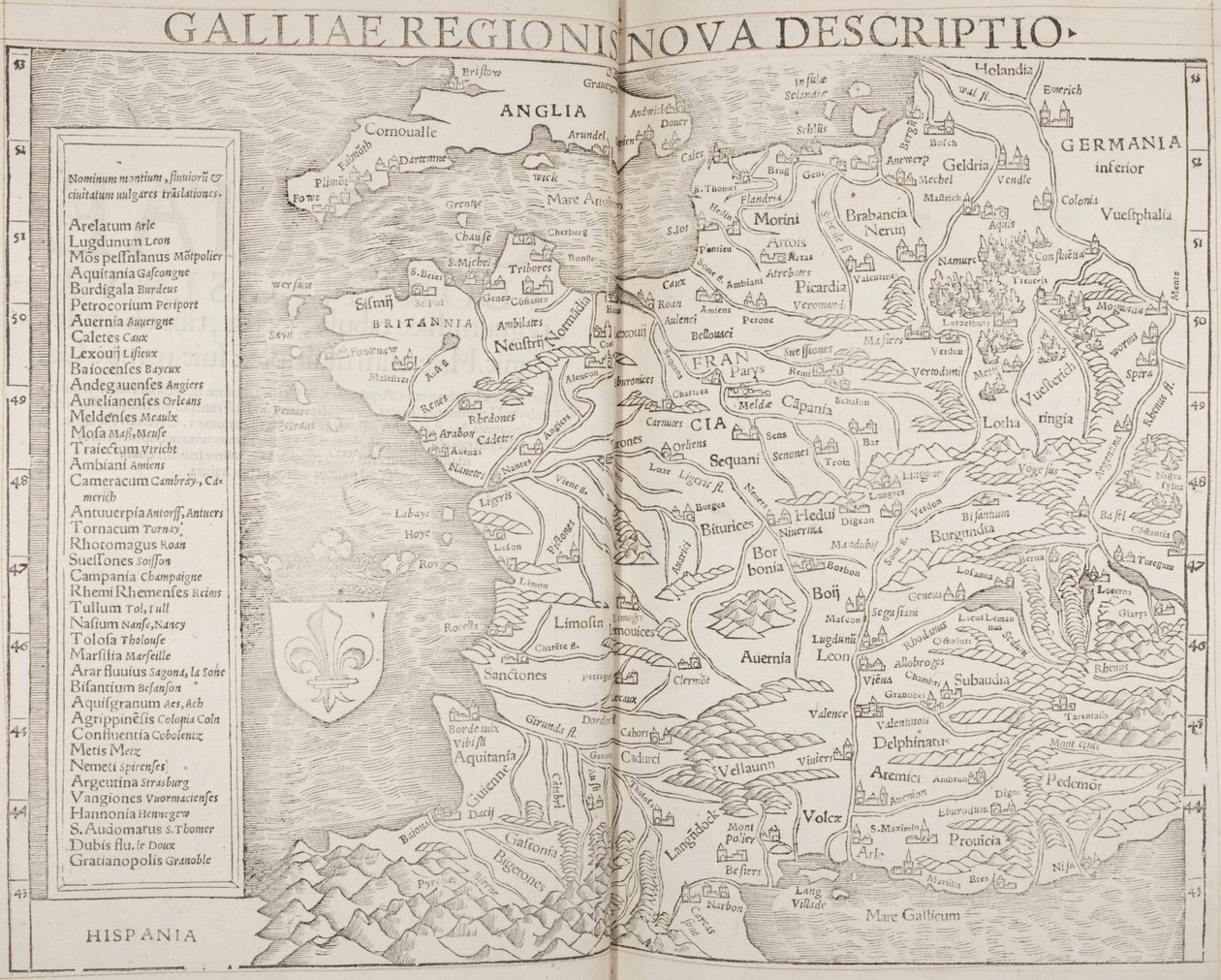 Cosmographia, détail de Galliae - Sebastian Munster