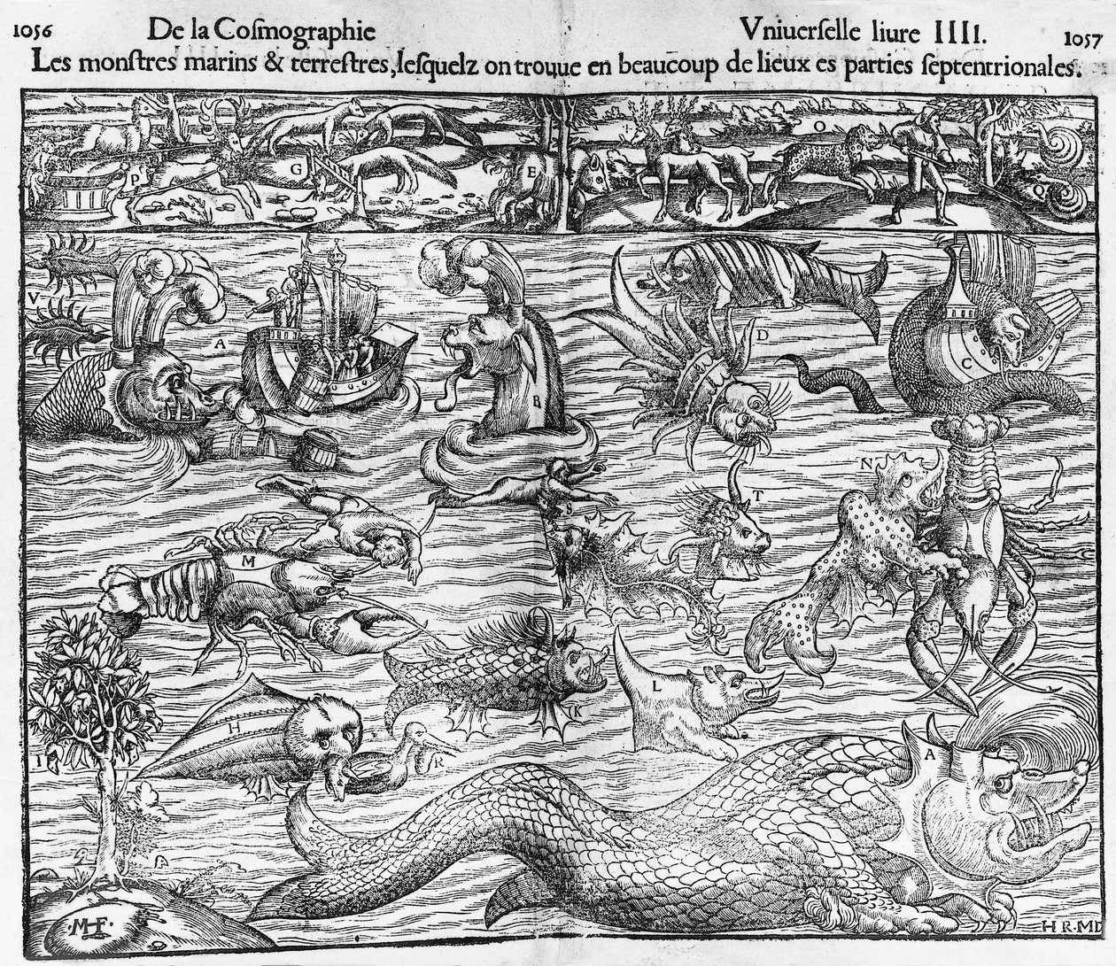 Monstres marins et terrestres, illustration de Cosmographia Universalis, par Sebastian Munster - Sebastian Munster