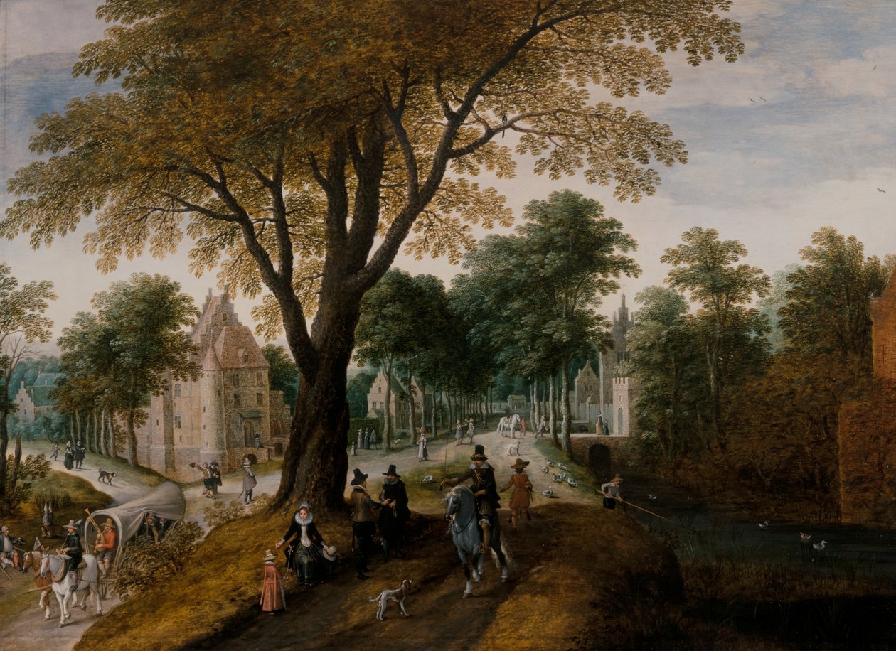 Avenue avec un élégant cavalier - Sebastian Vrancx