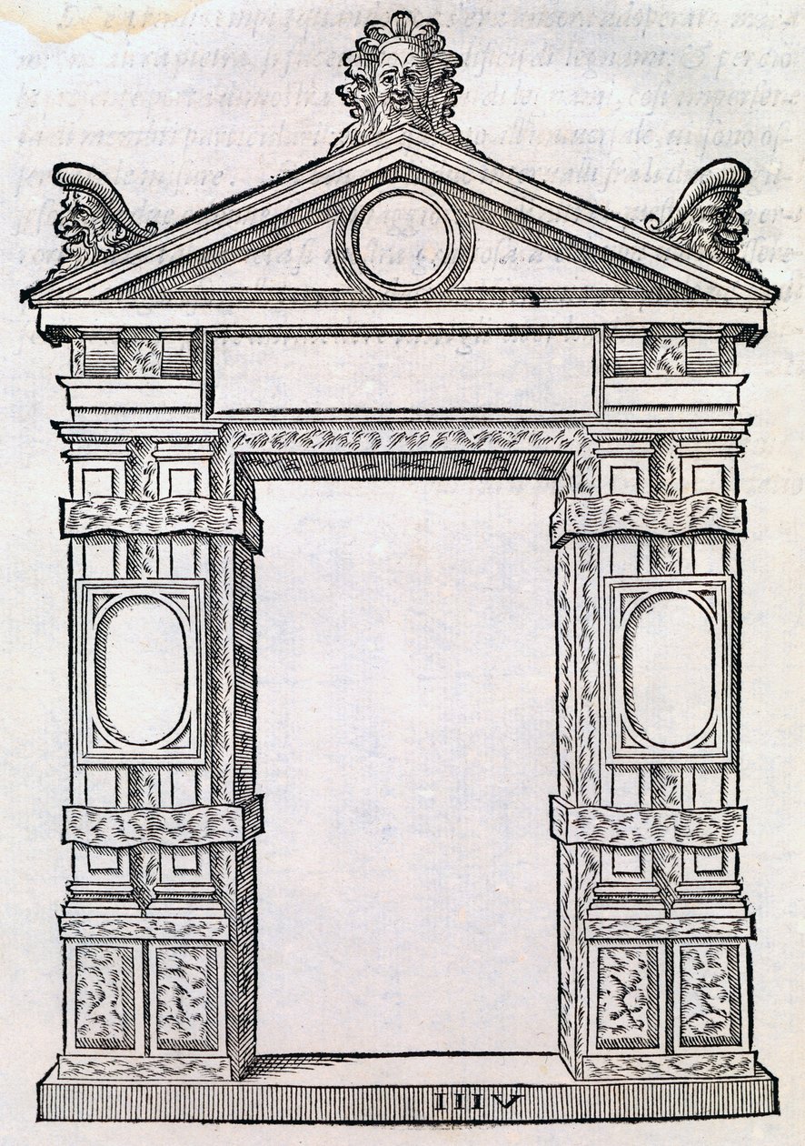 Porte avec colonnes décorées, de 