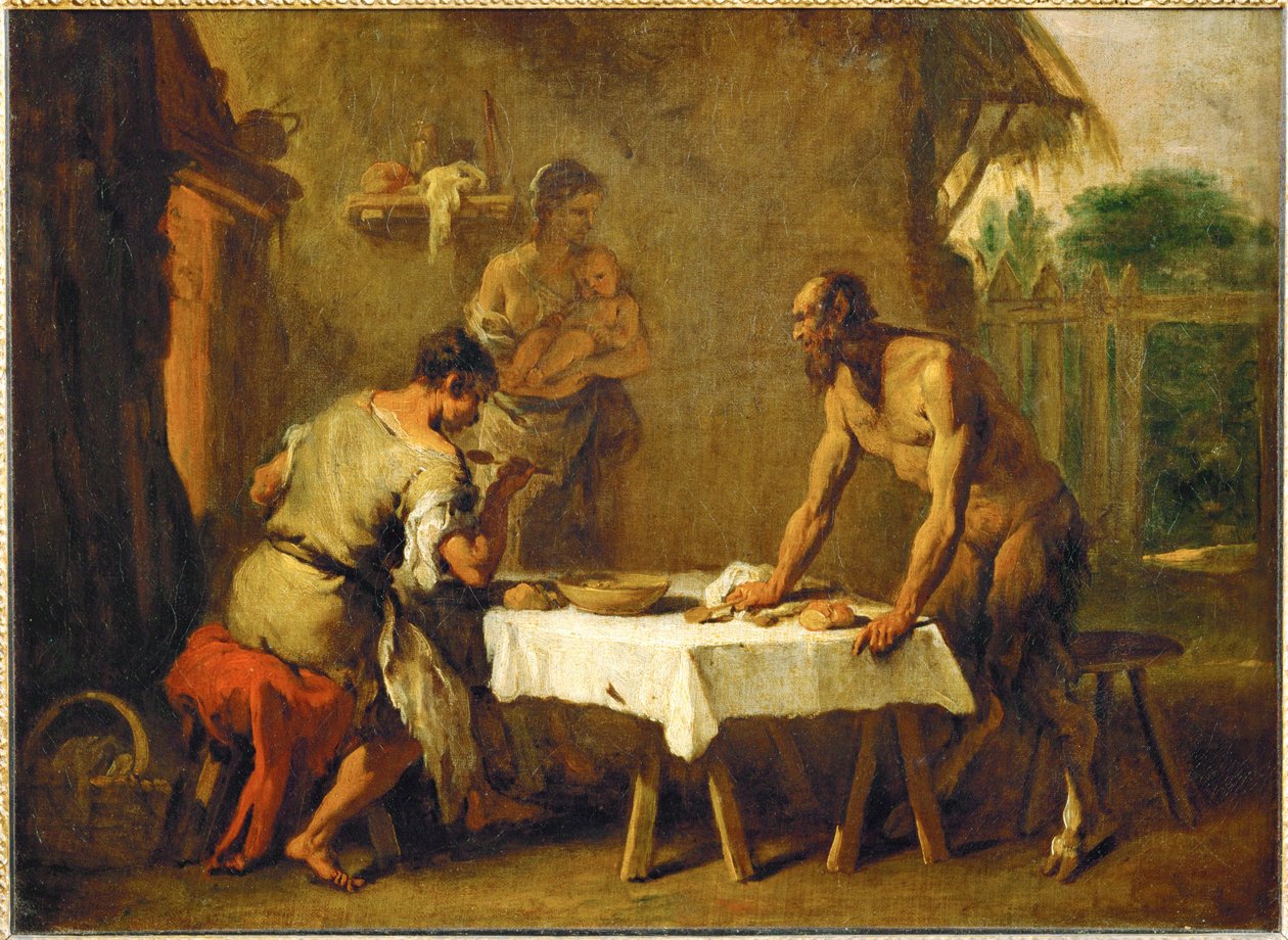 Le satyre et le paysan, une fable ésopienne ... - Sebastiano (attr. to) Ricci