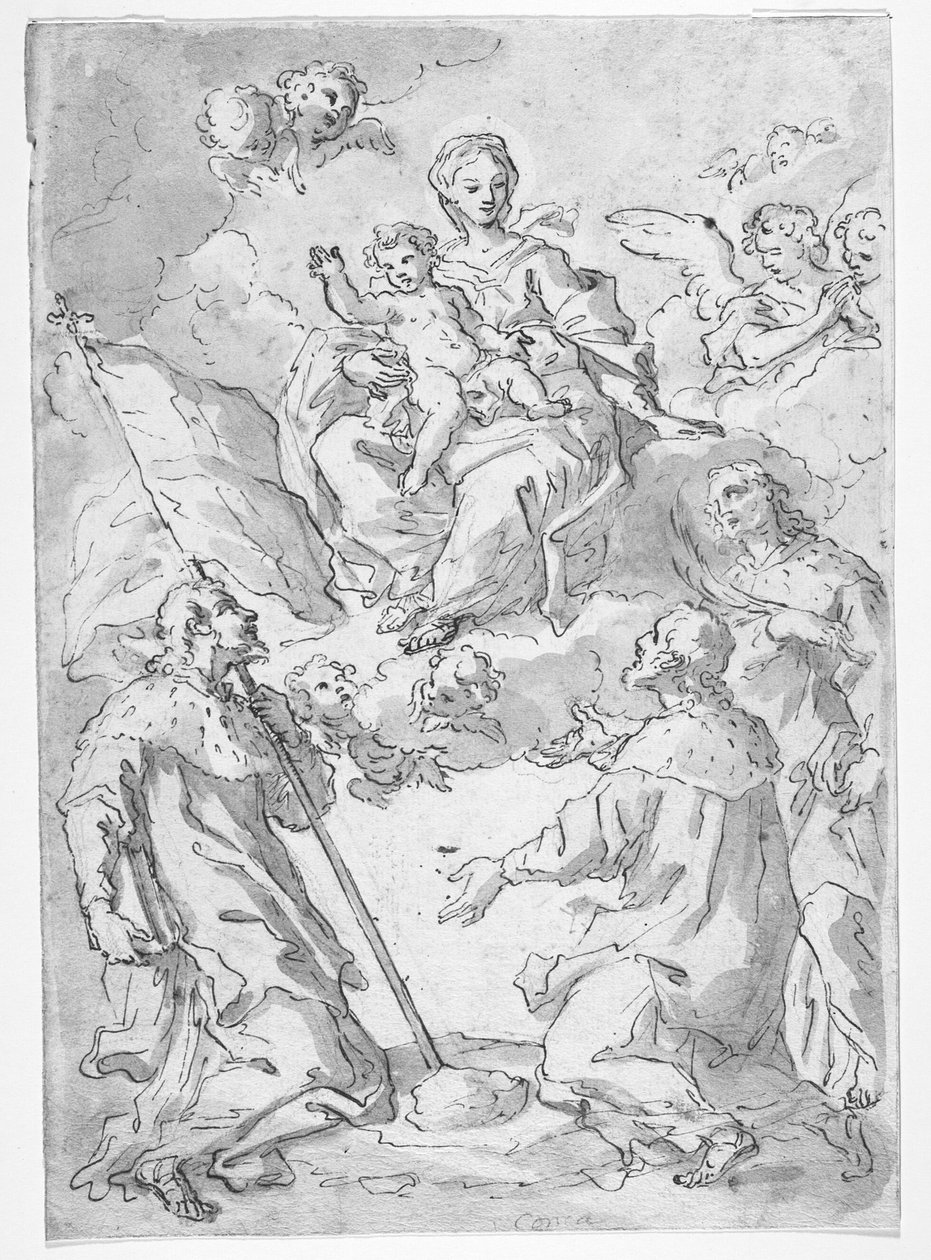 Danois : Trois saints masculins avec la Vierge à l