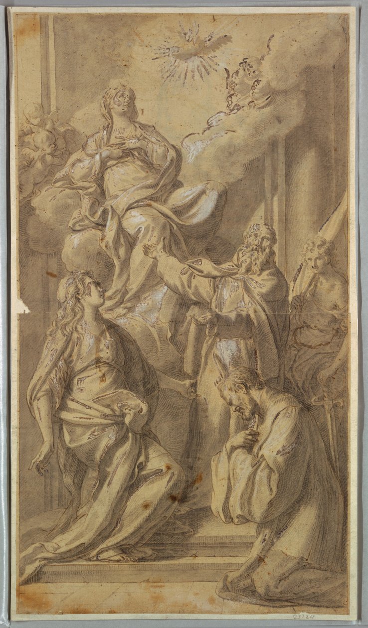 Dessin, Madone et saints, vers 1730 - Sebastiano Conca