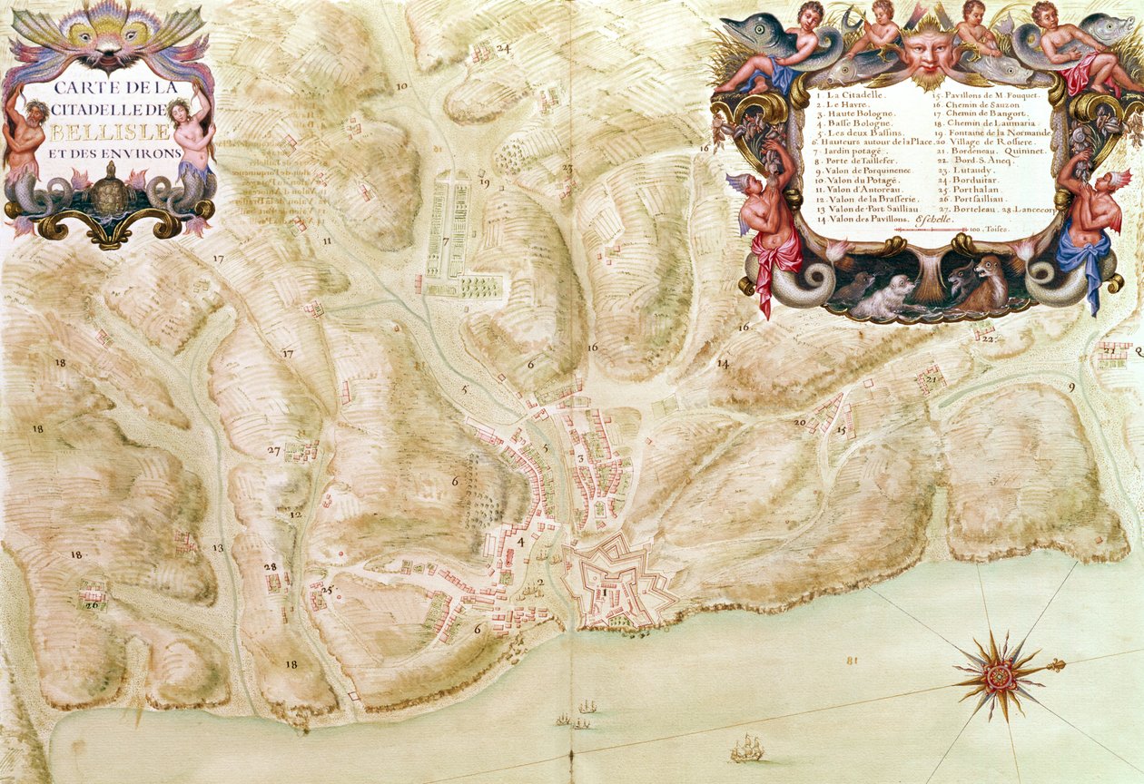 Ms 988 volume 3 fol.33 Carte de la ville et de la citadelle de Belle-Île, de 