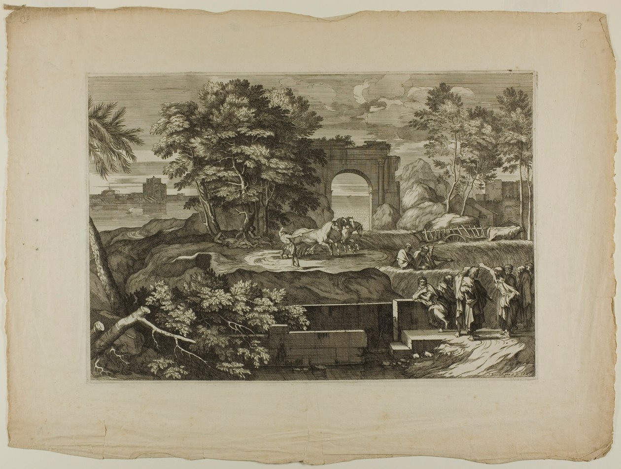 Le Christ et ses disciples avec une arche triomphale au loin - Sébastien Bourdon