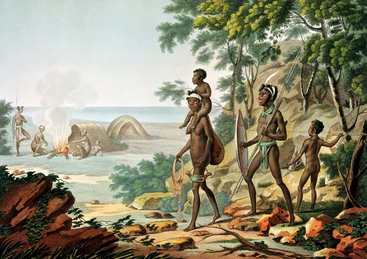 Port Jackson, Nouvelle-Hollande : famille aborigène, de 