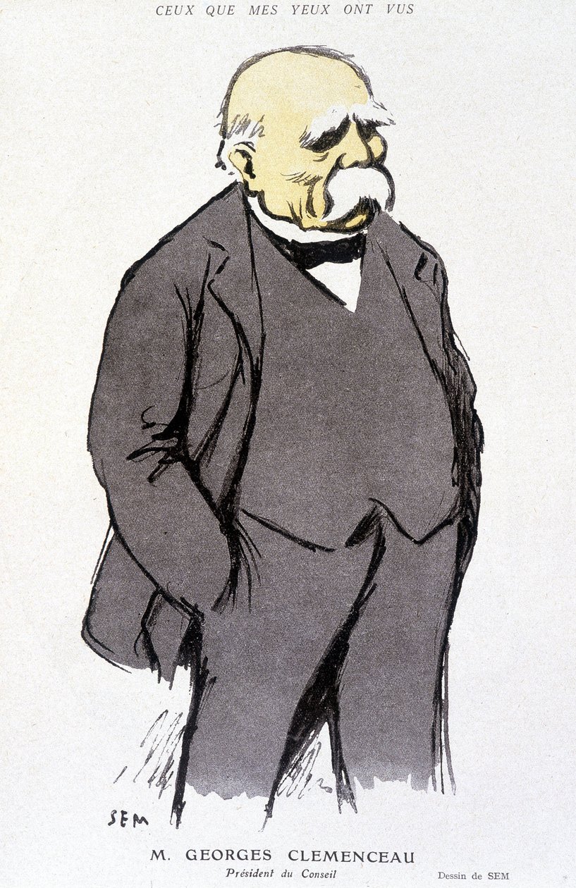 Portrait de Georges Clémenceau - dessiné par Sem, dans « Fantasio » du 01/02/1918, n° 265 - Sem