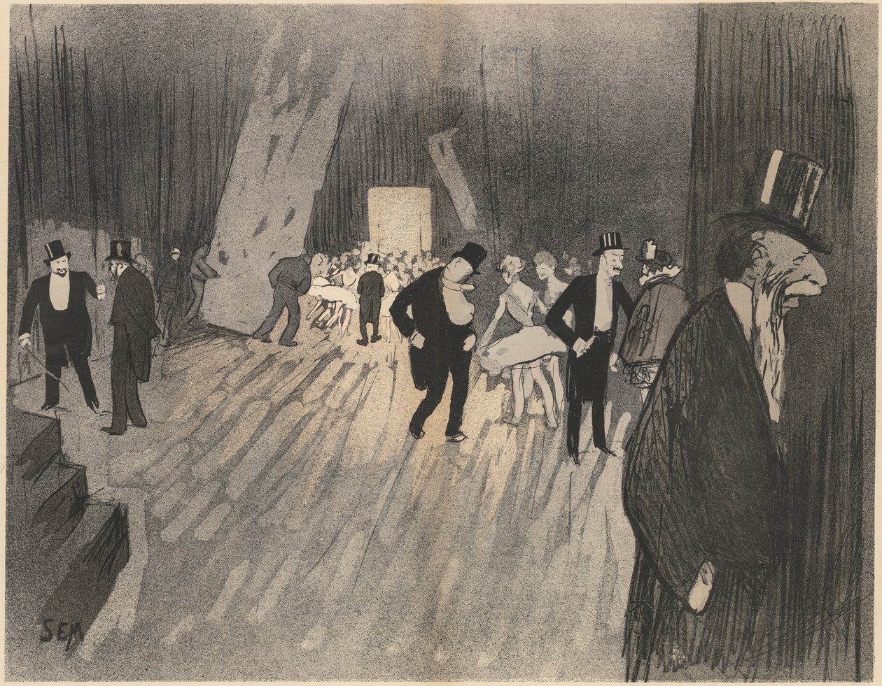 Dans les coulisses du ballet, vers 1900 - Sem