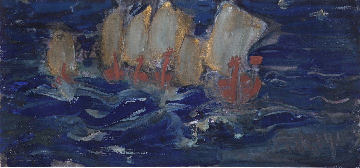Illustration pour le conte de fées du Tsar Saltan par A. Pouchkine - Sergei Vasilievich Malyutin