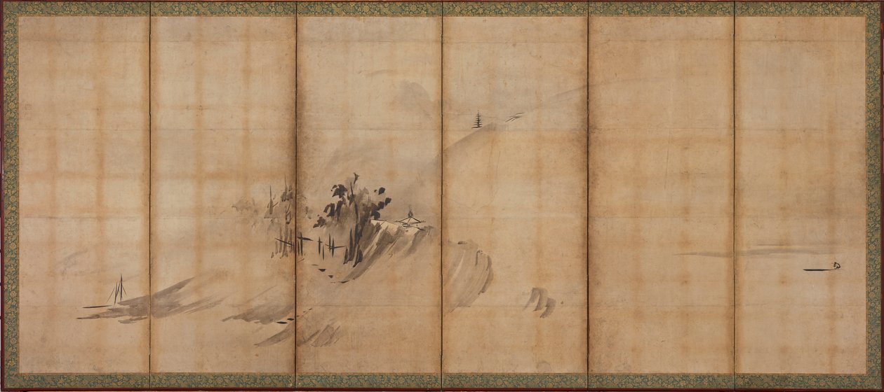 Paysage : collines et bâtiments, période Muromachi - Sesson Shukei