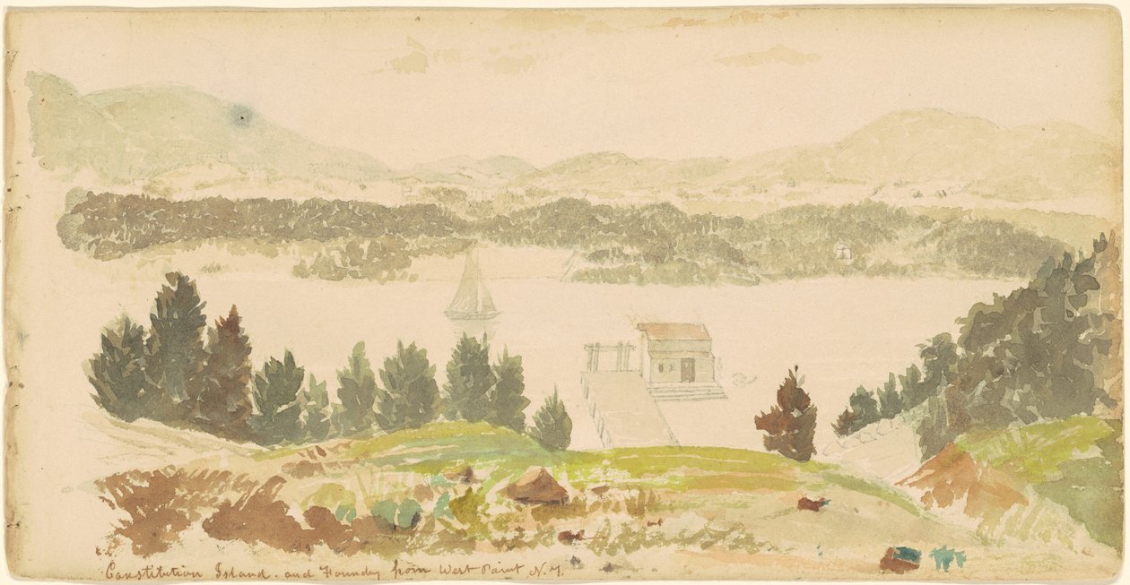 Île de la Constitution et fonderie depuis West Point, New York - Seth Eastman