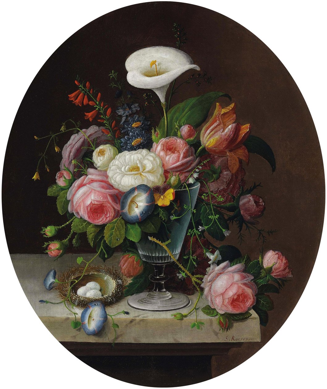 Fleurs dans un vase en cristal - Severin Roesen