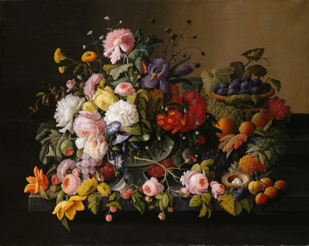Nature morte : Fleurs et fruits - Severin Roesen