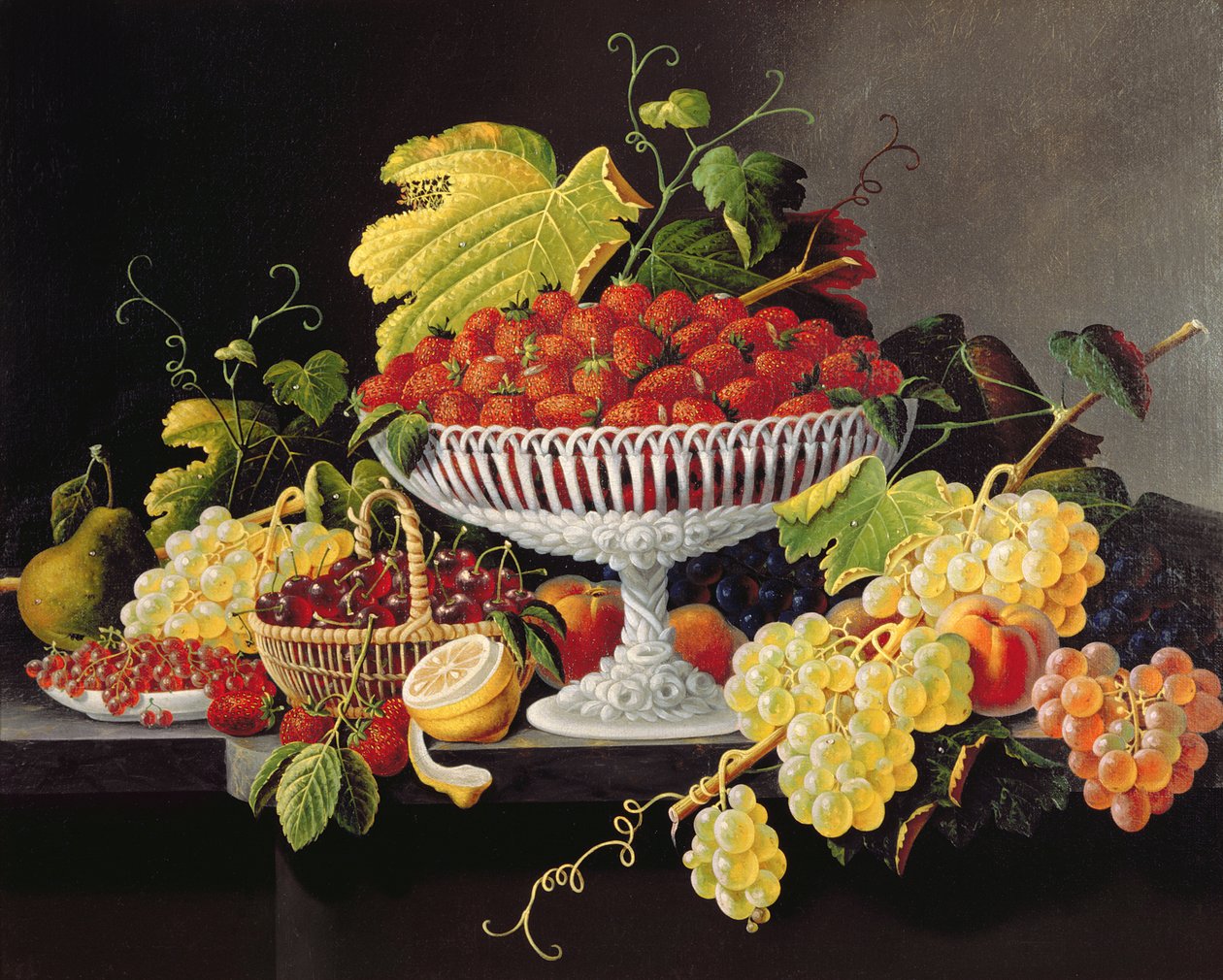 Nature morte aux fraises (huile sur toile) - Severin Roesen