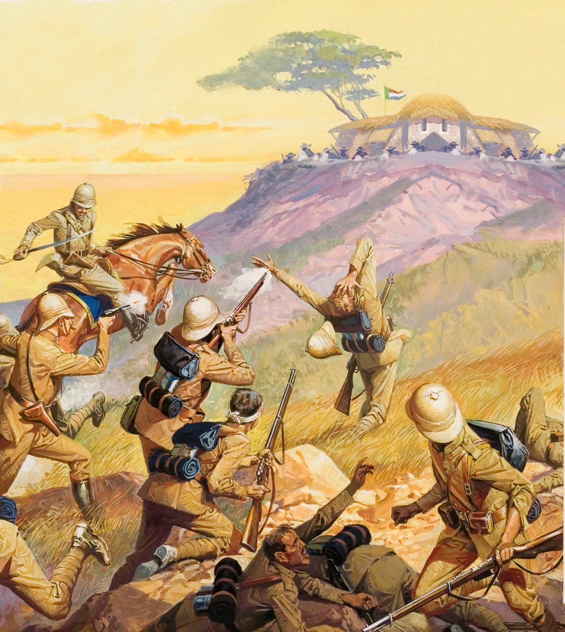 Soldats britanniques attaquant une position boer - Severino Baraldi