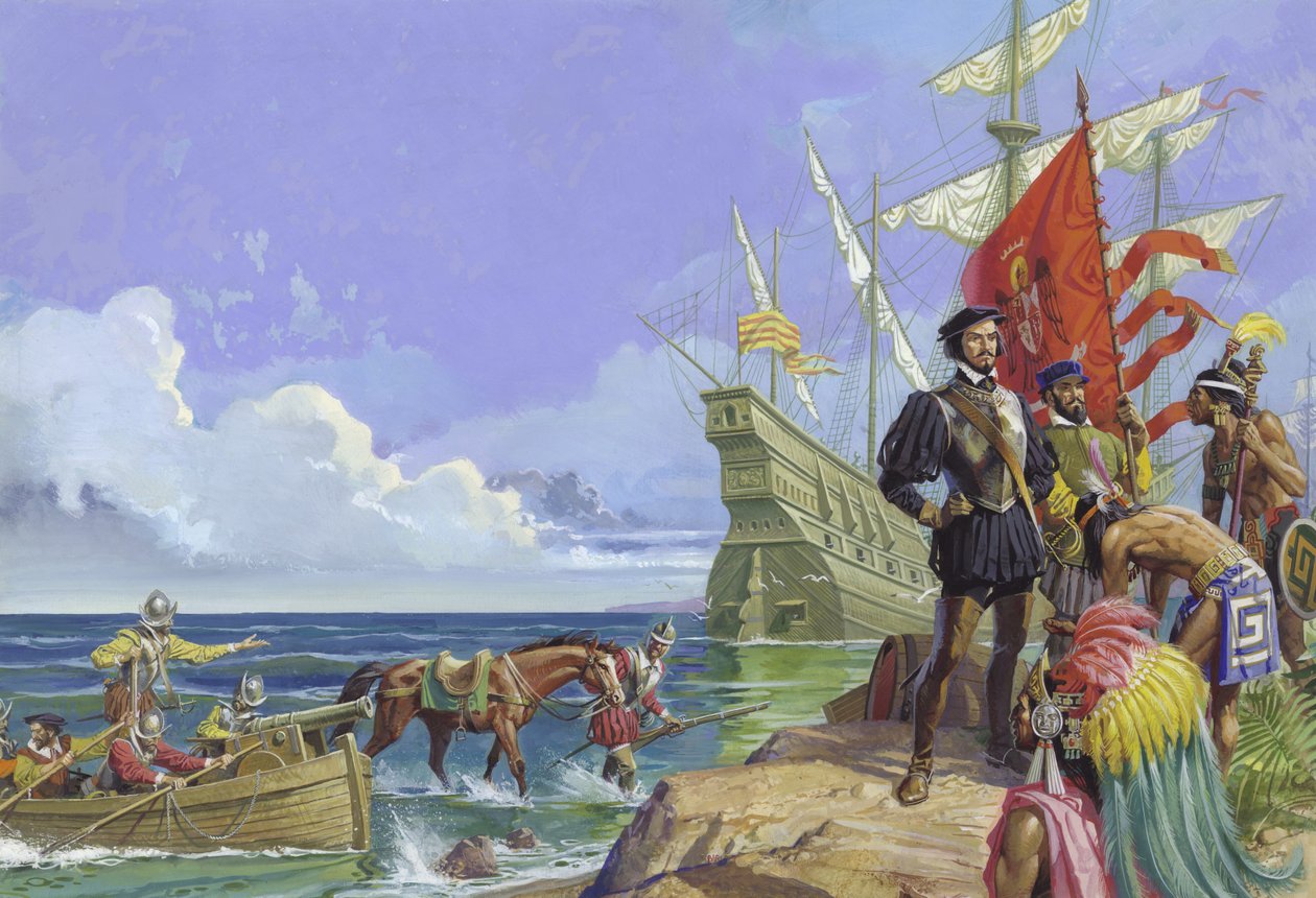 Hernando Cortes arrive dans le Nouveau Monde - Severino Baraldi