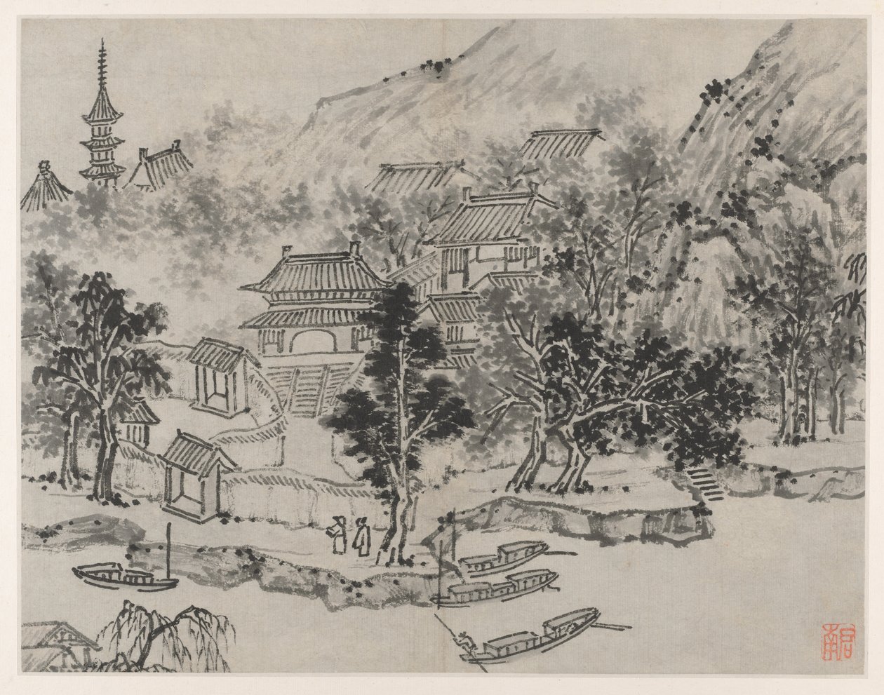 Douze Vues de la Colline du Tigre, Suzhou : Vue Lointaine de la Colline du Tigre depuis l