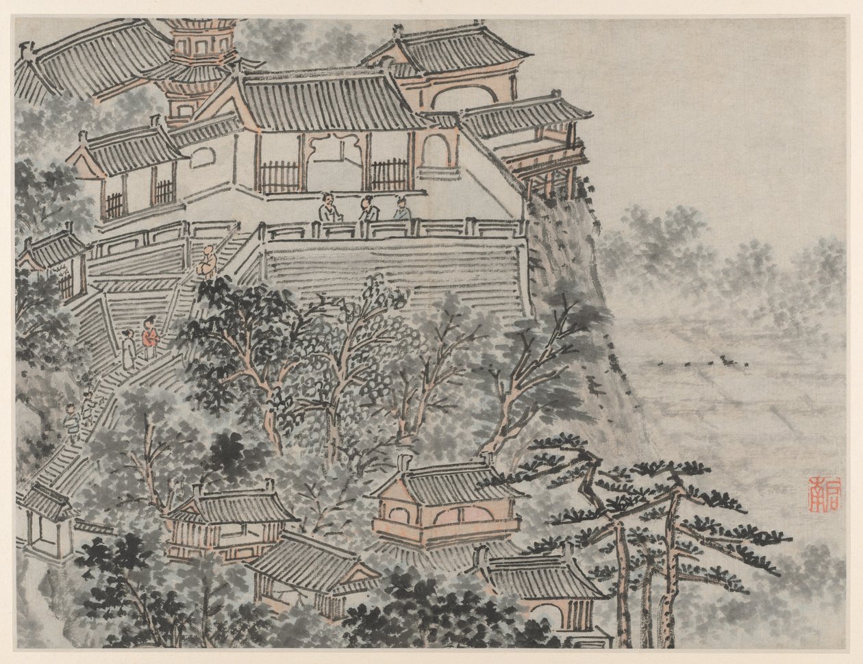 Douze Vues de la Colline du Tigre, Suzhou : La Terrasse des Cinq Sages - Shen Zhou