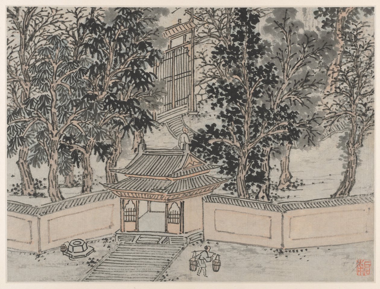 Douze vues de la colline du Tigre, Suzhou : Source du vol du tigre à la porte arrière - Shen Zhou