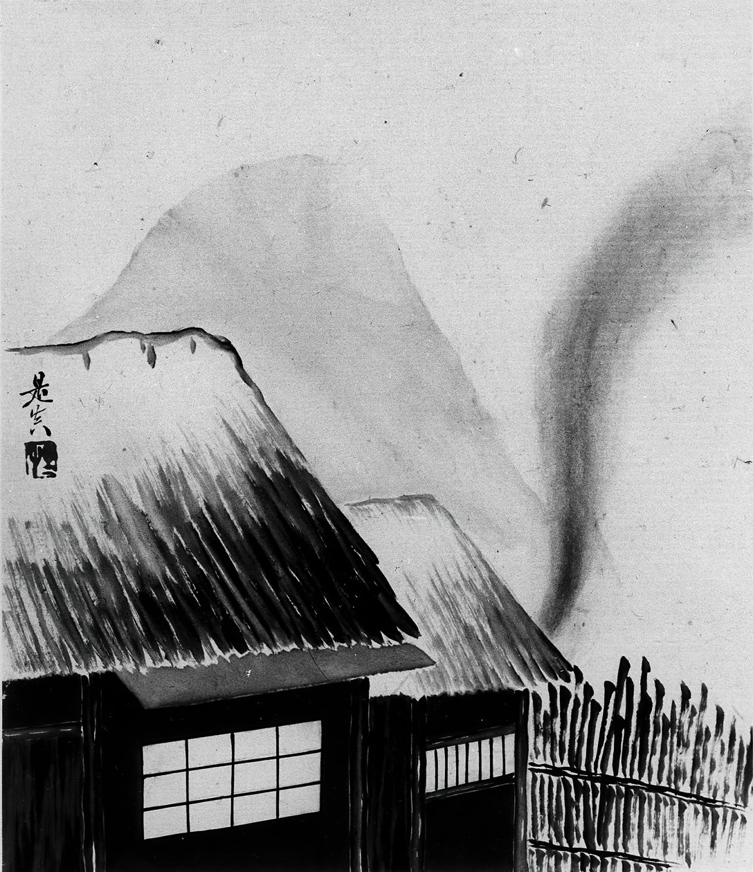 Cottage et montagnes - Shibata Zeshin