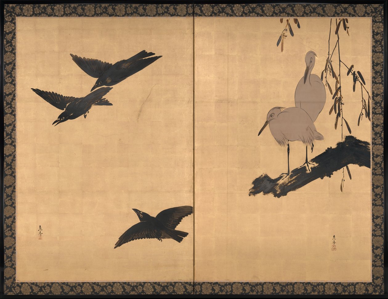 Aigrettes et corbeaux - Shibata Zeshin