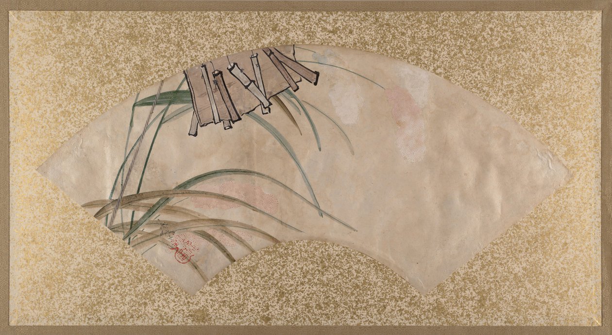 Fleurs roses et blanches et feuilles, Clappers - Shibata Zeshin