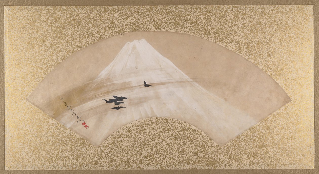 Montagnes avec oiseaux, fin XIXe siècle - Shibata Zeshin