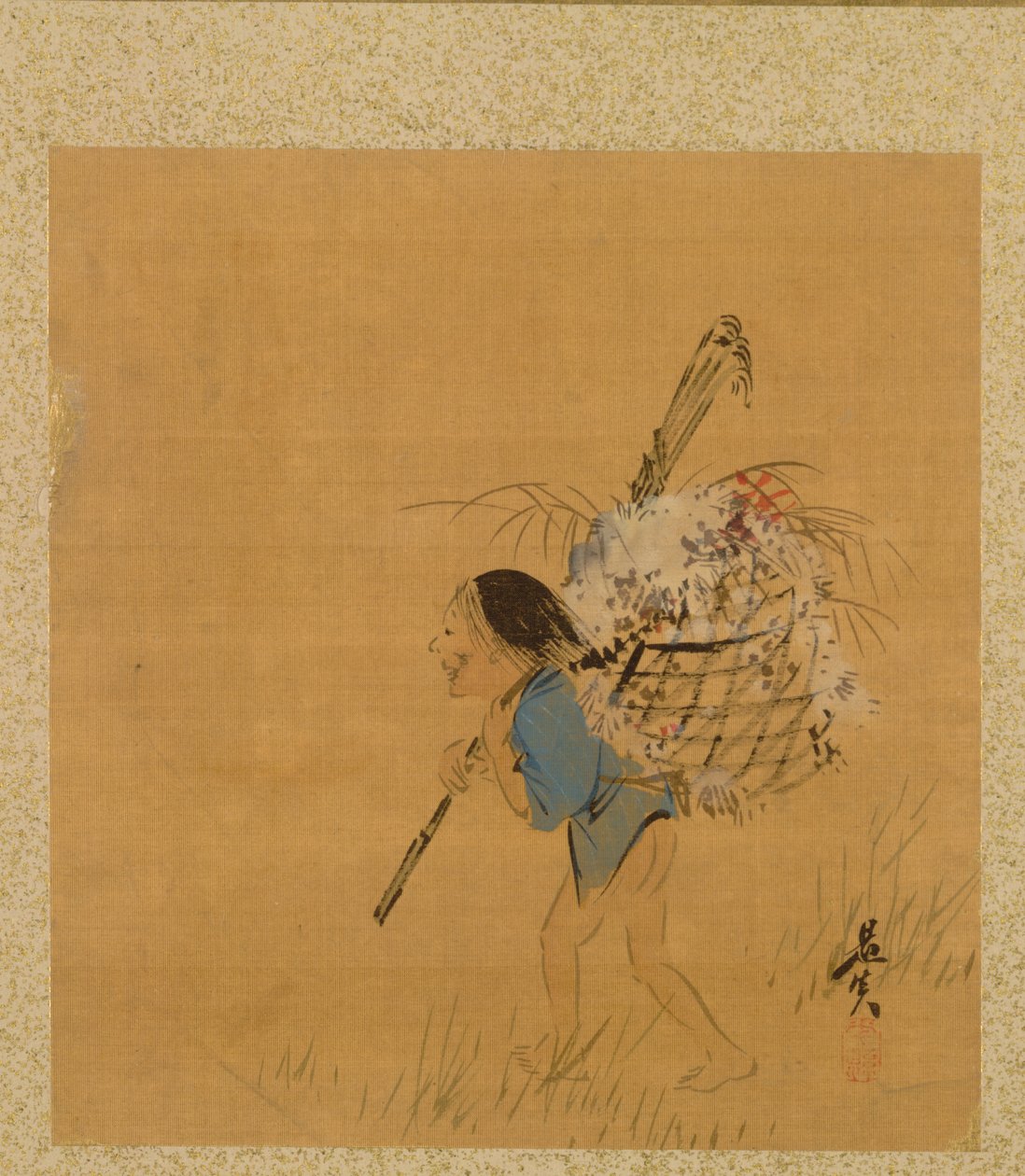 Paysanne avec panier - Shibata Zeshin