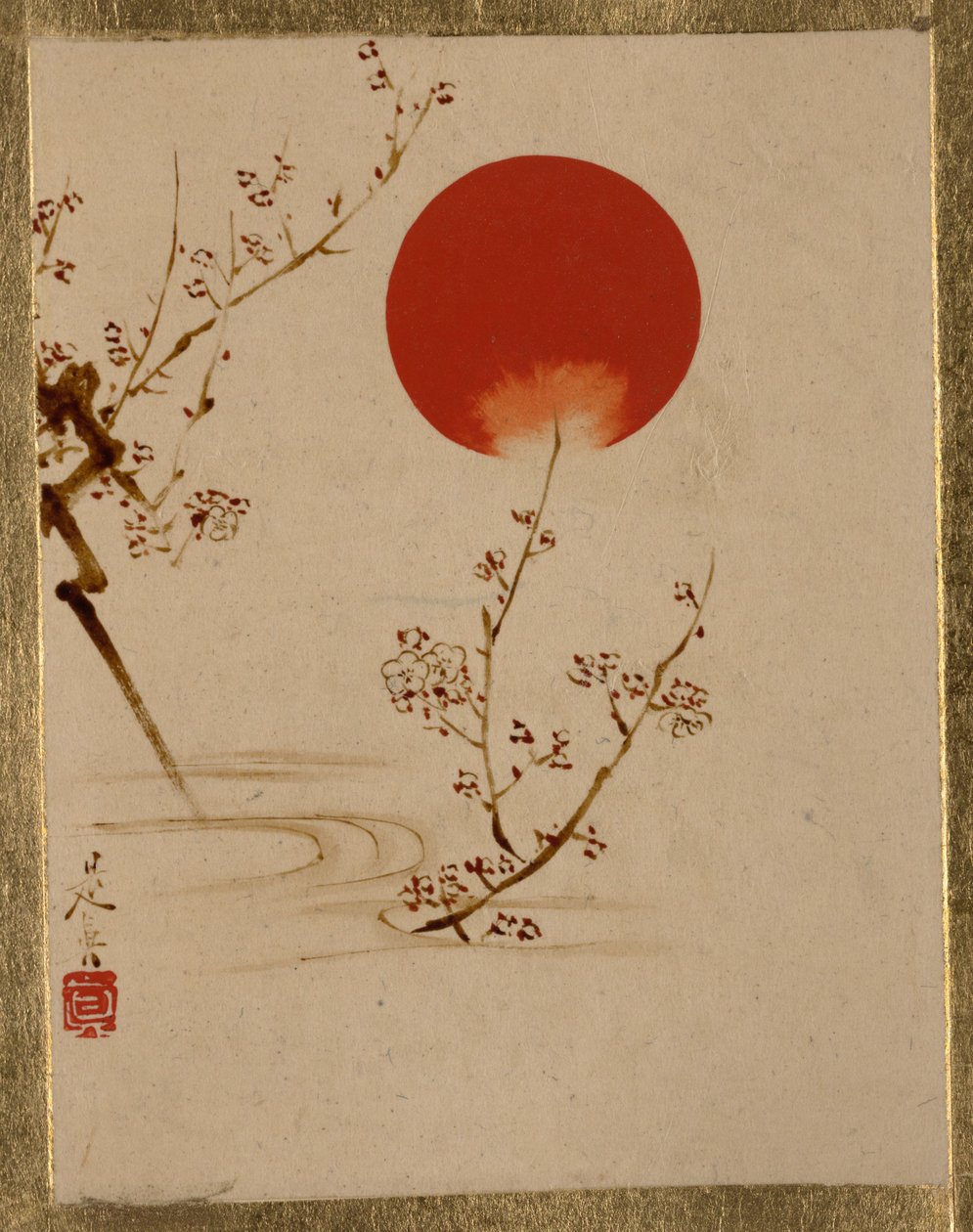 Soleil et branches de prunier - Shibata Zeshin