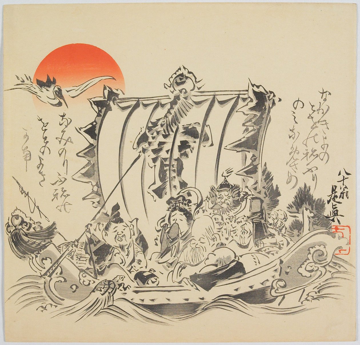 Les sept dieux de la bonne fortune dans « Treasure Ship » - Shibata Zeshin