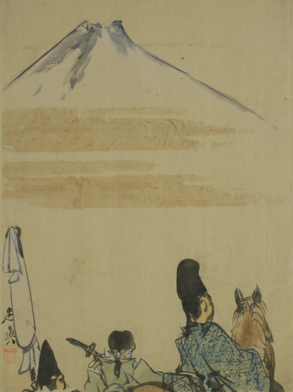 Voyageurs près du mont Fujiyama, c.1872 - Shibata Zeshin