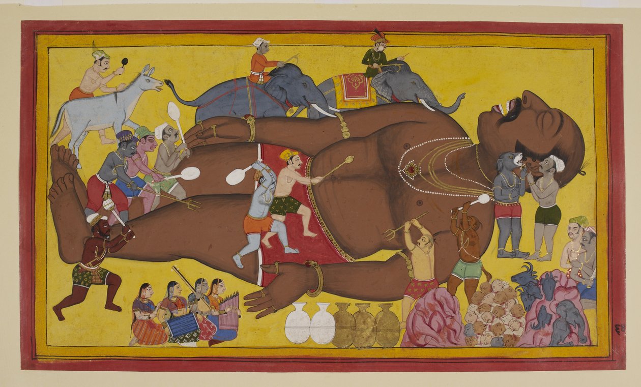 Les démons réveillent Kumbhakarṇa endormi pour qu