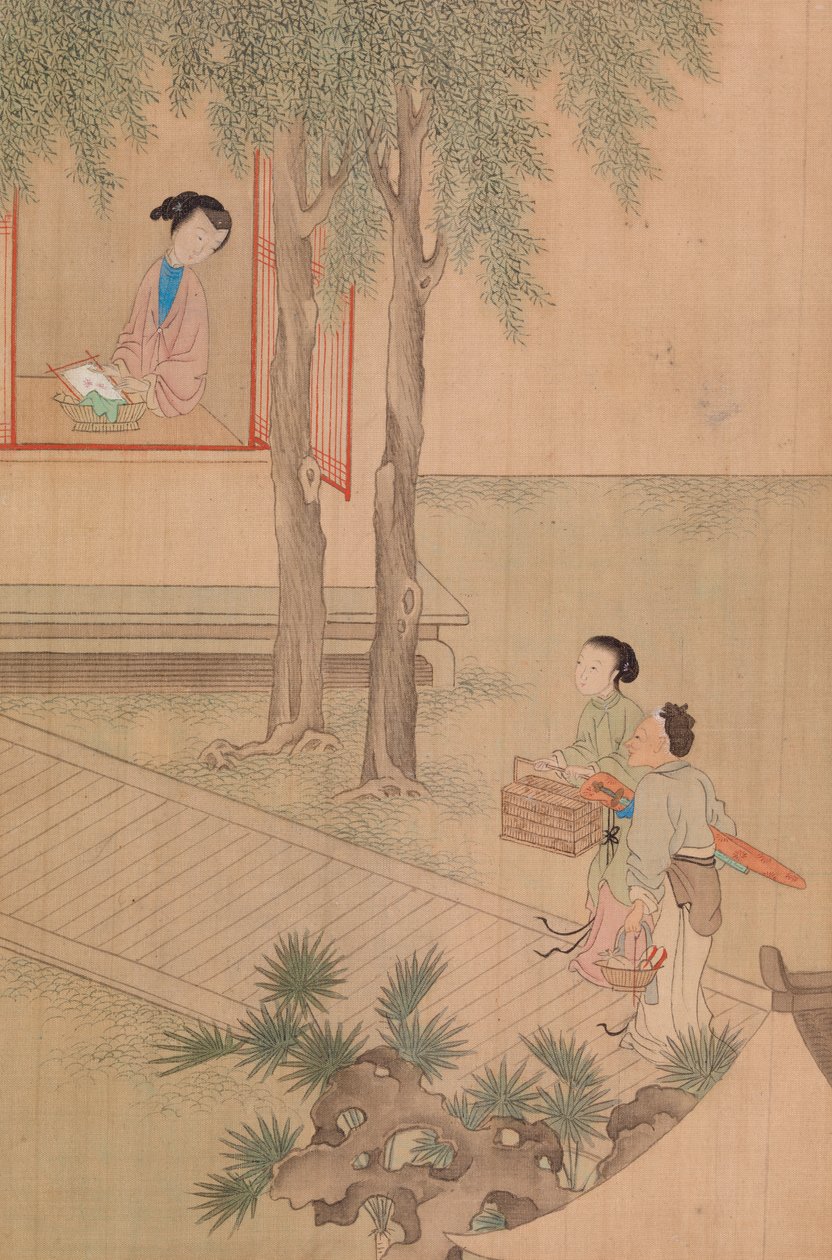 Deux Filles avec Cage à Oiseaux et Panier - Shih Fu Chuiu Ying Shih Fu Chuiu Ying