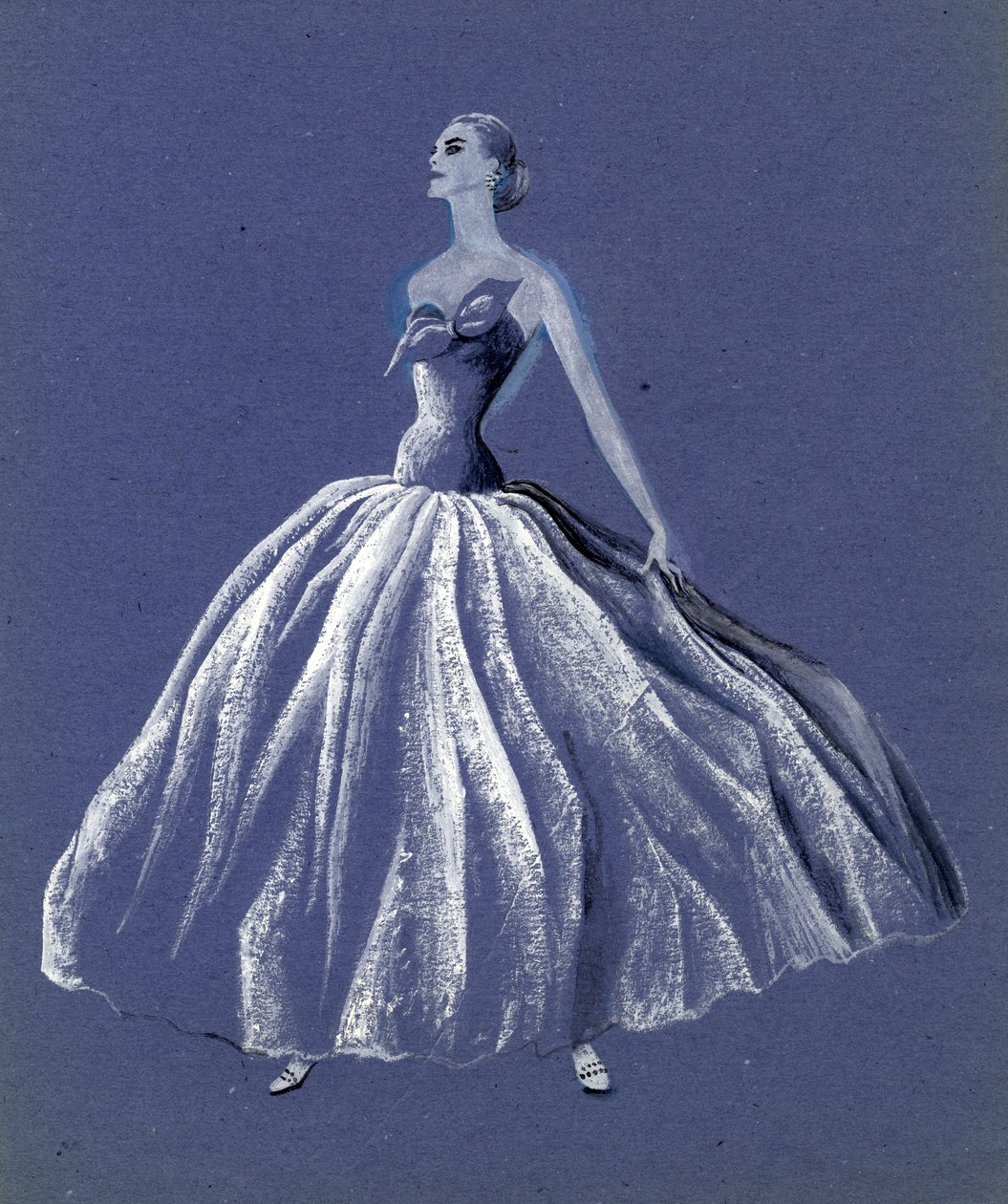Femme en robe de bal sans bretelles, vers 1952 - Shirley Markham