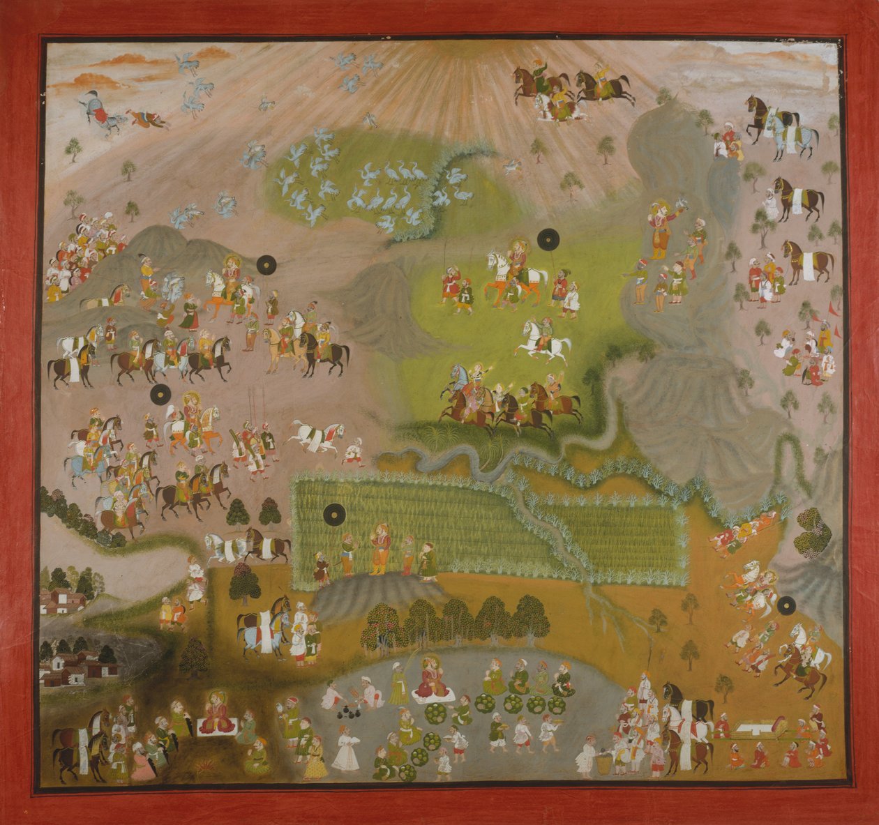 Maharana Jagat Singh chasse les grues, daté de 1744 - Shiva and Dayal