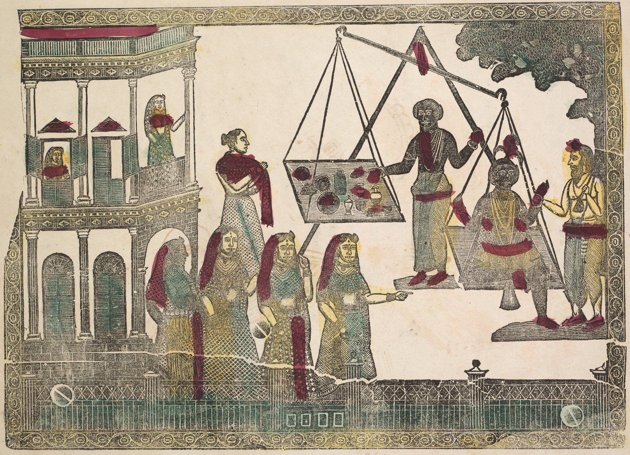 Krishna pesé contre des objets précieux, 1800s - Shri Gobinda Chandra Roy
