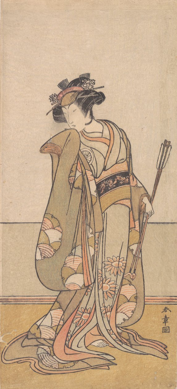 Le troisième Segawa Kikunojo en femme marchant vers la droite, 1774 ou 1775 - Shunsho