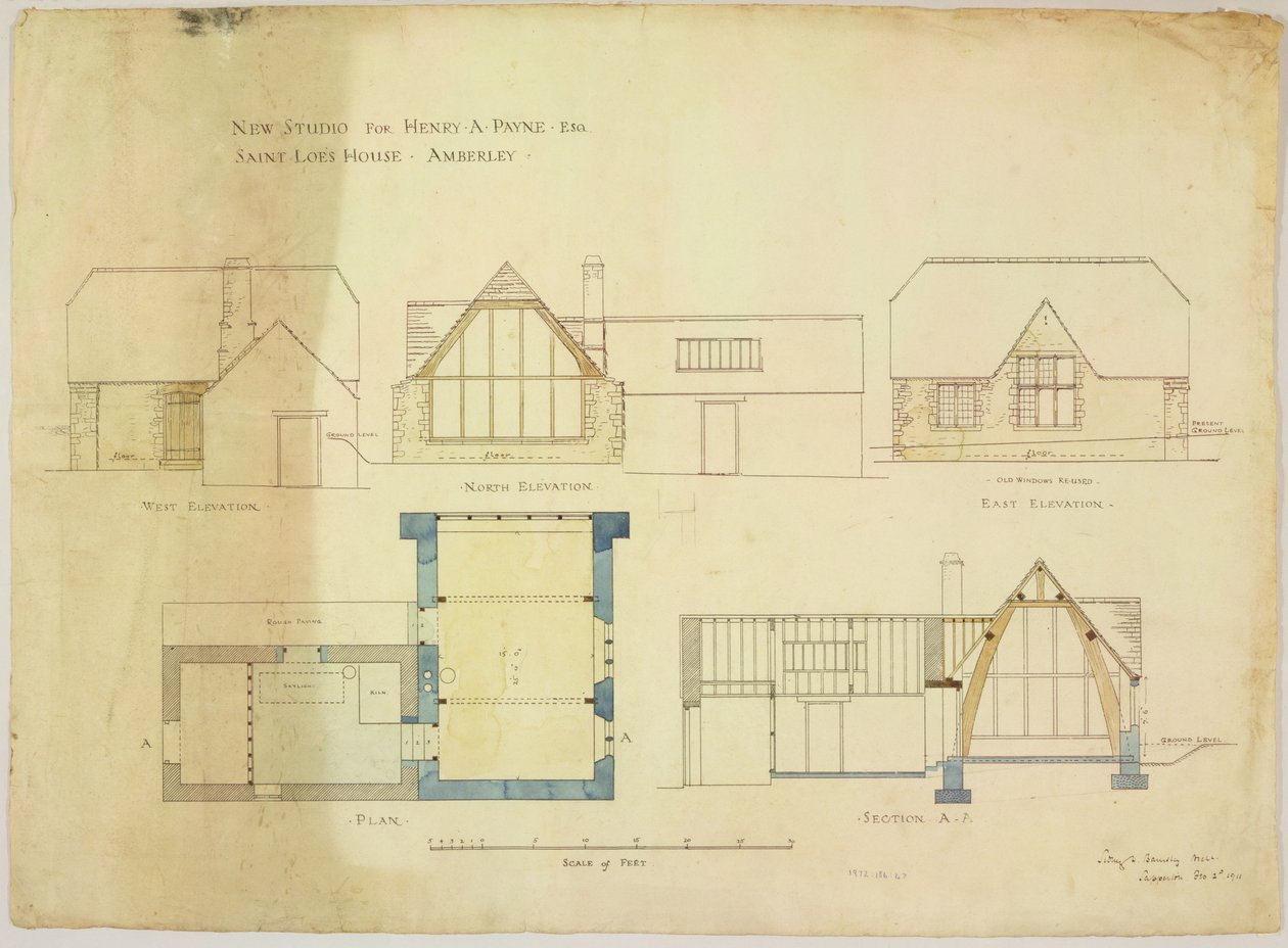 Nouveau studio pour Henry A. Payne esq. Saint Loes House, Amberley, 2 février 1911 - Sidney Barnsley