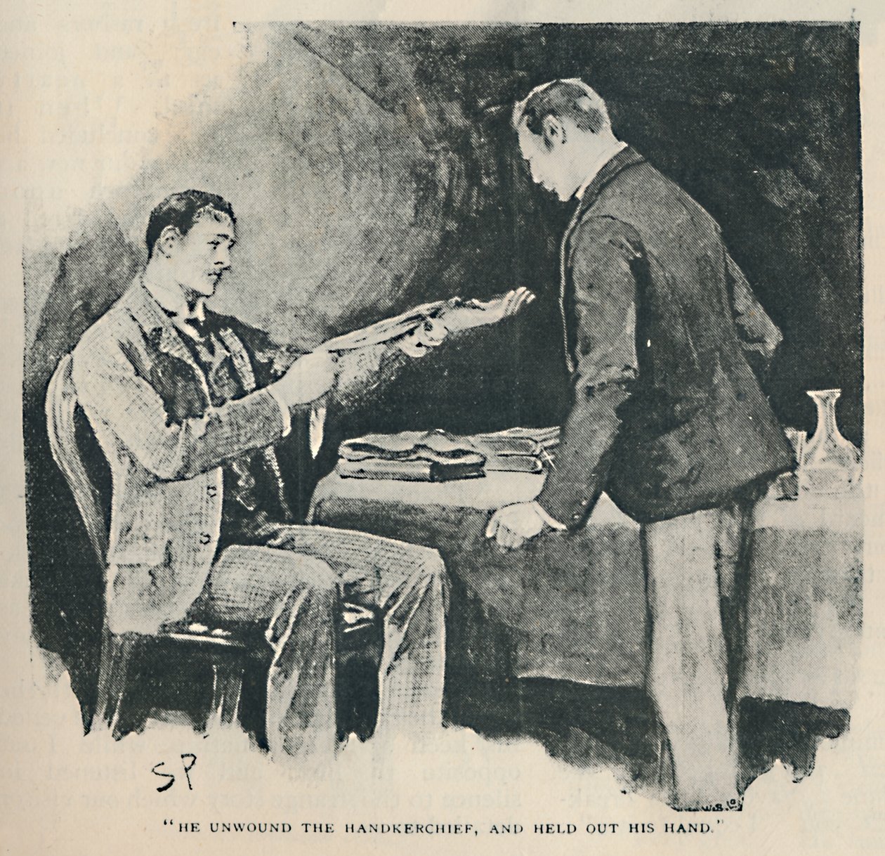 Il dénoua le mouchoir et tendit la main, 1892 - Sidney Paget