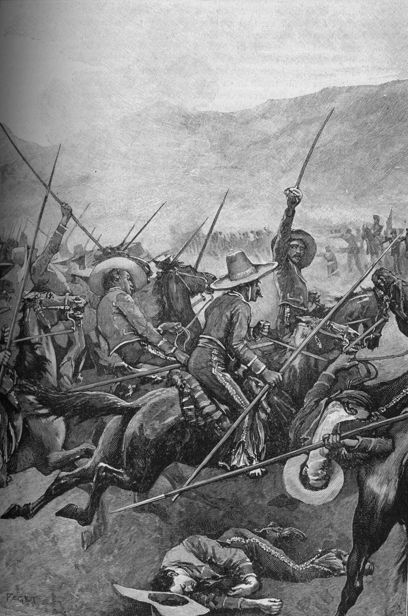 Les Lanciers Mexicains Chargent les Soldats de l