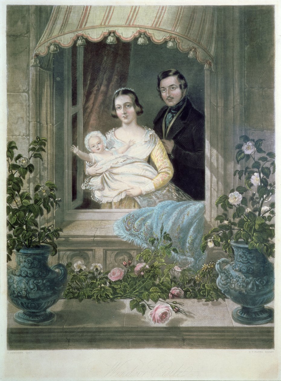 Reine Victoria, prince Albert et bébé au château de Windsor - Siegfried Detler Bendixen