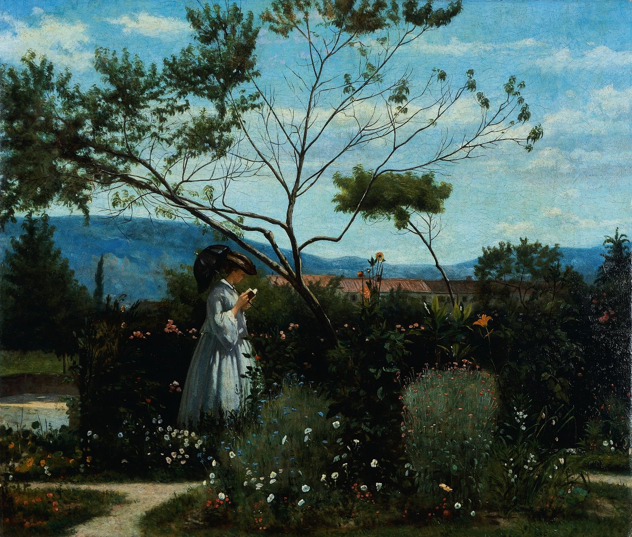 Parmi les fleurs dans le jardin - Silvestro Lega