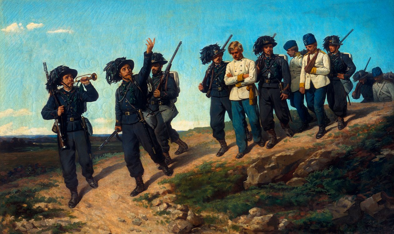 Gardes menant des prisonniers - Silvestro Lega