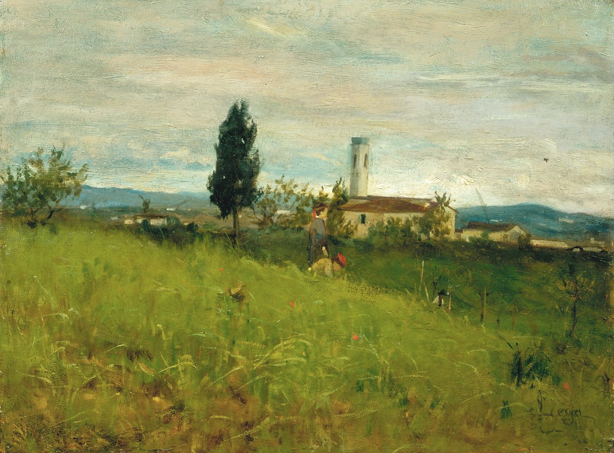 Petite église à la campagne - Silvestro Lega