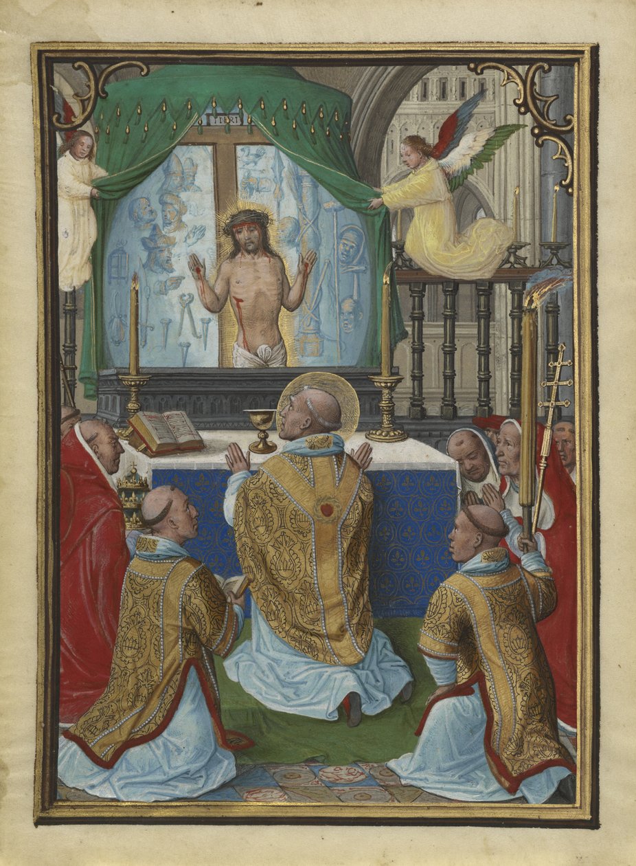 La Messe de saint Grégoire, miniature extraite des Heures de Munich-Montserrat - Simon Bening